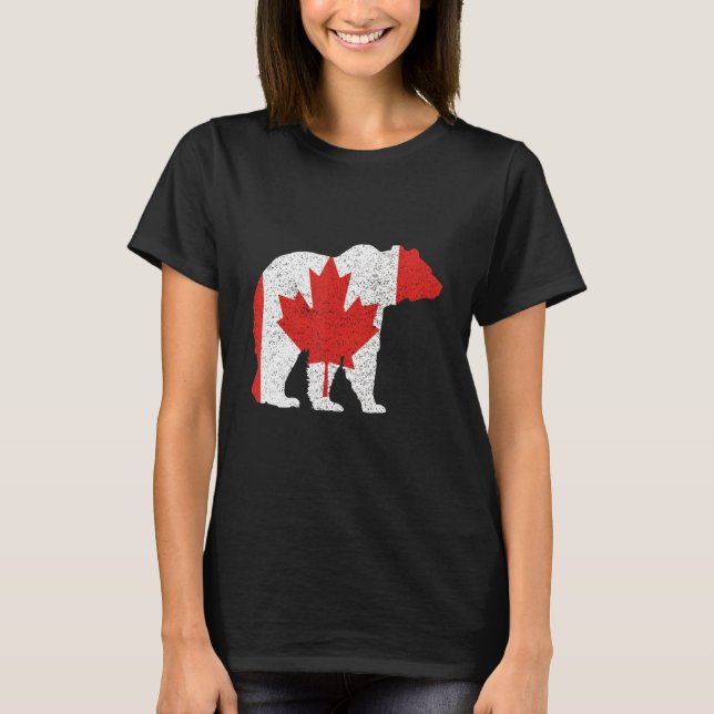 Canada Day Bear and Grizzly T Shirt (Framsida)