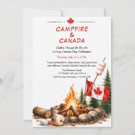 Canada Day Campfire Party Mysig Bål BBQ-inbjudan Inbjudningar