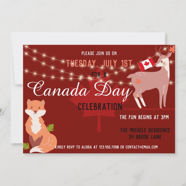 Canada Day Celebration Invitation Independence Inbjudningar (Framsida)