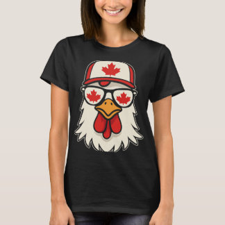 Canada Day Kanadensisk Flagga Lönnlöv Kyckling Sol T Shirt