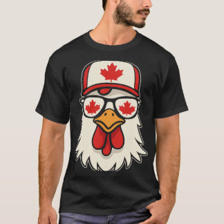 Canada Day Kanadensisk Flagga Lönnlöv Kyckling Sol T Shirt