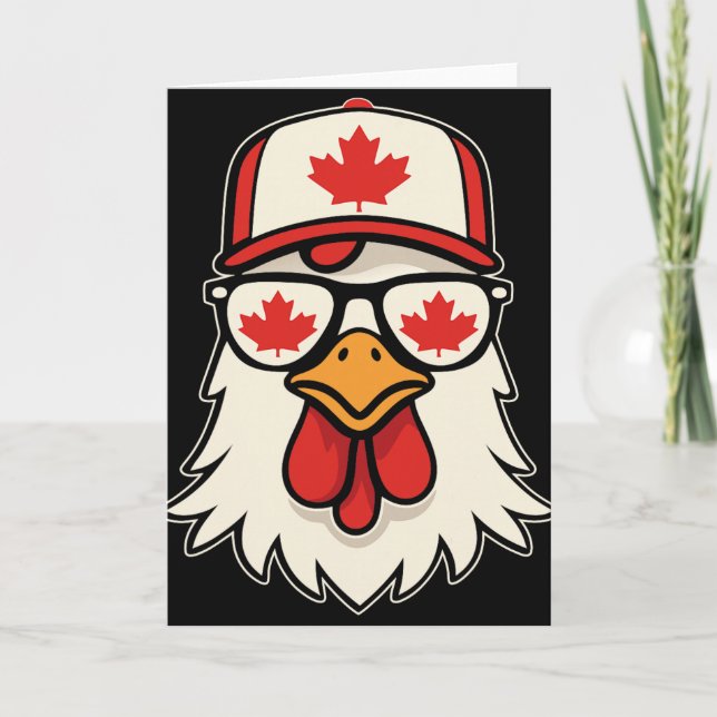 Canada Day Kanadensisk Flagga Lönnlöv Kyckling Sun Kort (Framsida)