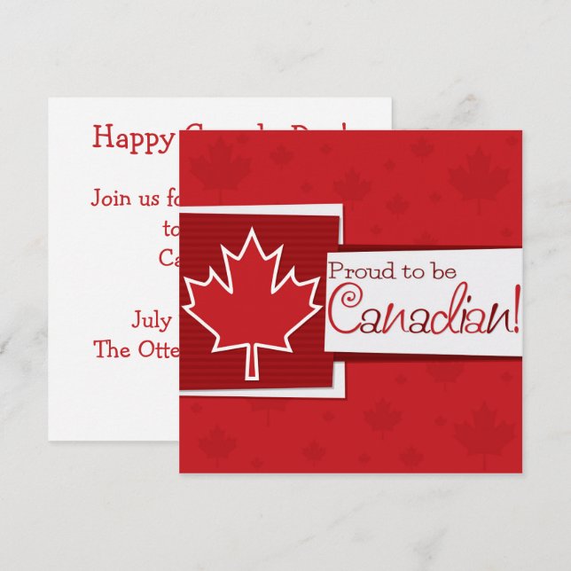 Canada Day lönnblad Inbjudan (Fram/baksida)