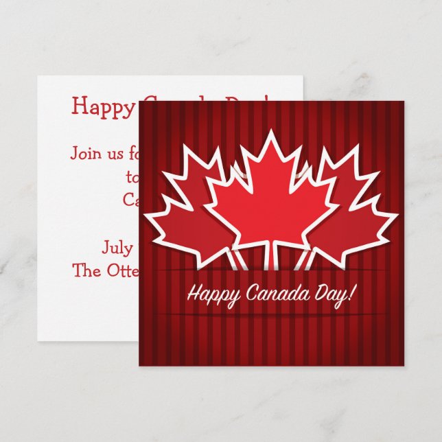 Canada Day lönnlöv inbjudan (Fram/baksida)