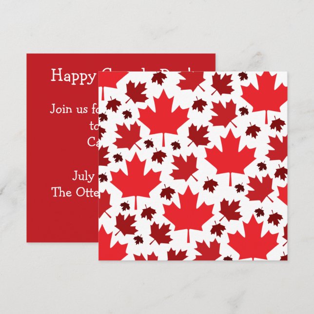 Canada Day lönnlöv inbjudan (Fram/baksida)
