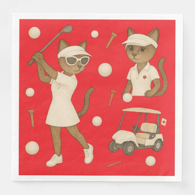 Canada Day-tema för golfare som älskar katter Pappersservett (Framsida)