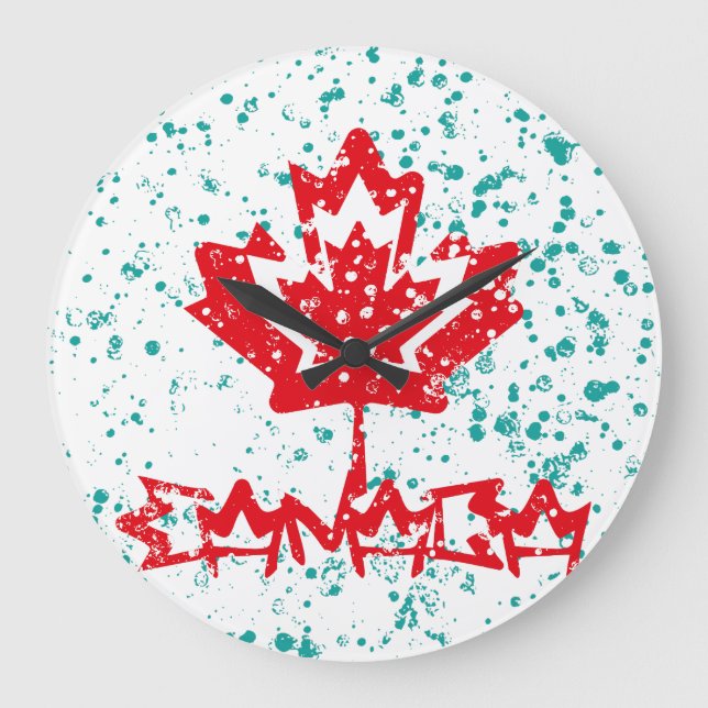 CANADA double RAIN EARTH MAPLE BY MASANSER PIXELAT Stor Klocka (Framsida)