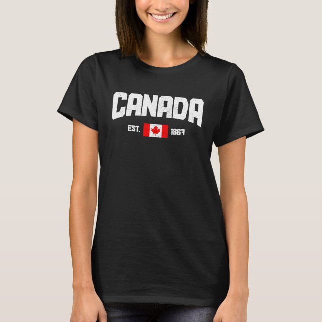 Canada Est 1867 Maple Leaf Canadian Flag Pride Roo T Shirt (Framsida)