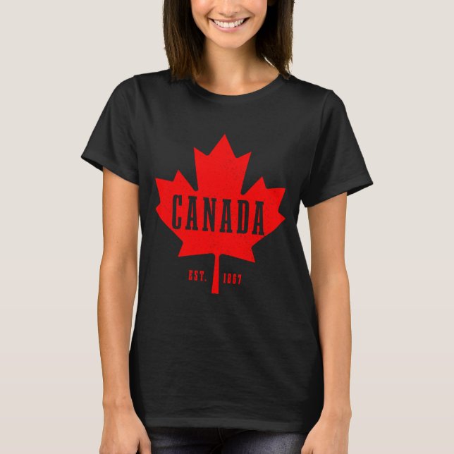 Canada Est 1867 Maple Löv Canadian Flagga Roo T Shirt (Framsida)