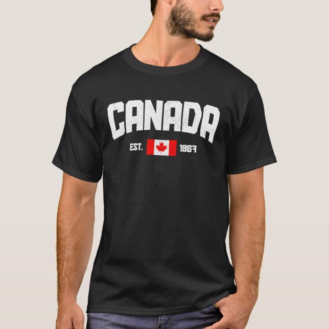 Canada Est 1867 Maple Löv Canadian Flagga Roo T Shirt (Framsida)