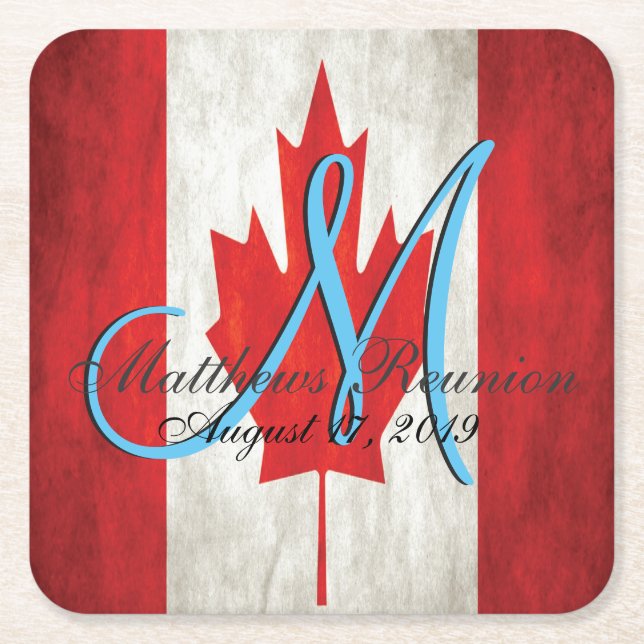 Canada Family Reunion Flagga Monogram Underlägg Papper Kvadrat (Framsidan)
