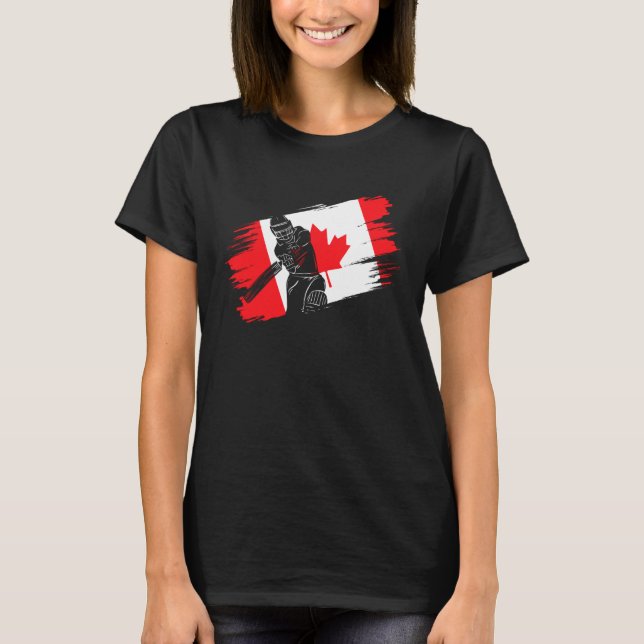 Canada Flag Canada Cricket Fan Player Coach Umpire T Shirt (Framsida)