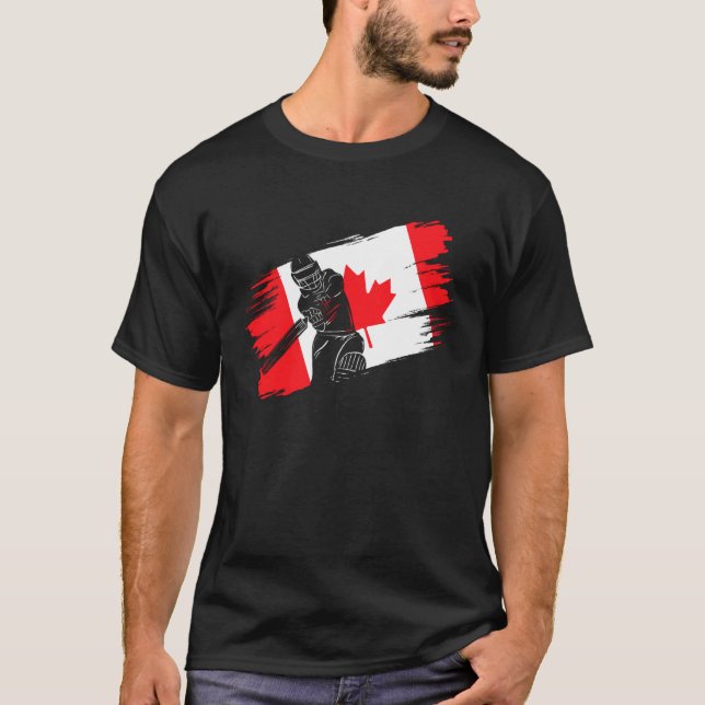 Canada Flag Canada Cricket Fan Player Coach Umpire T Shirt (Framsida)