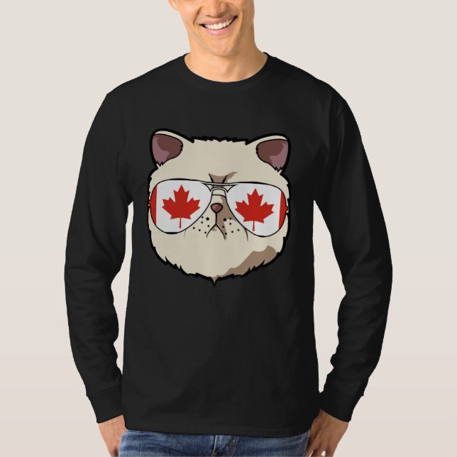 Canada Flag Canadian Exotic Shorthaire Cat Sunglas T Shirt (Framsida)