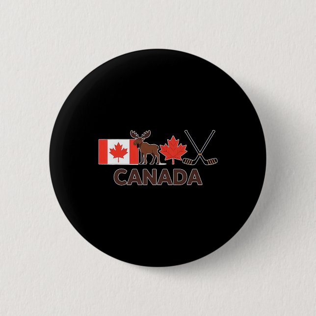 Canada Flag Canadian Maple Leaf Deer Ice Hockey _1 Knapp (Framsida)