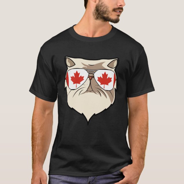 Canada Flag Canadian Persian Cat Sunglasses T Shirt (Framsida)