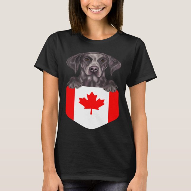 Canada Flag German Shorthaired Pointer Dog In Pock T Shirt (Framsida)