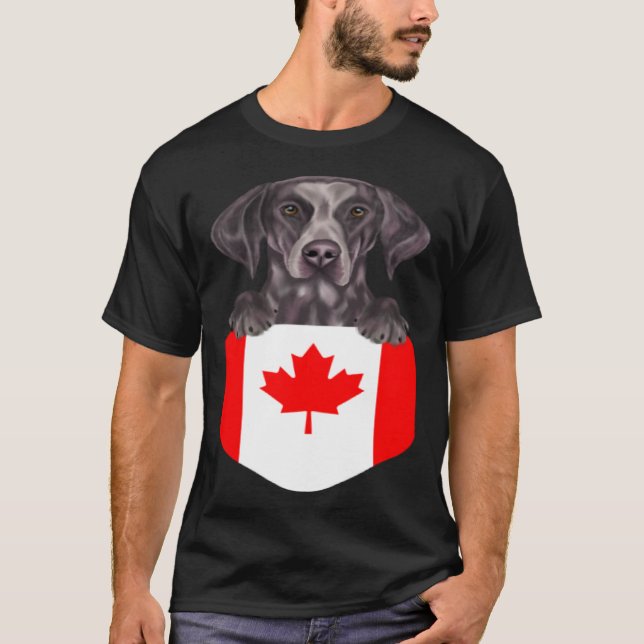 Canada Flag German Shorthaired Pointer Dog In Pock T Shirt (Framsida)