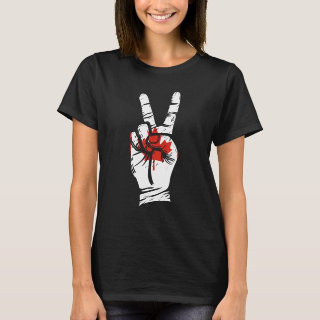 Canada Flag Piece Sign Canadian T Shirt (Framsida)