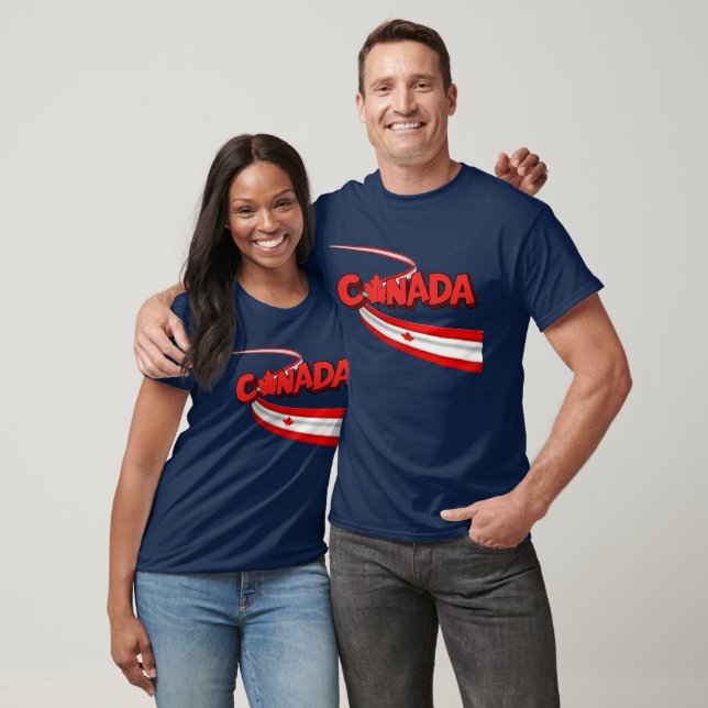 Canada Flag Ribbon Dynamic Graphic  T Shirt (Unisex)