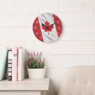 Canada Flag Wall Clock — Waving Flag Design Stor Klocka