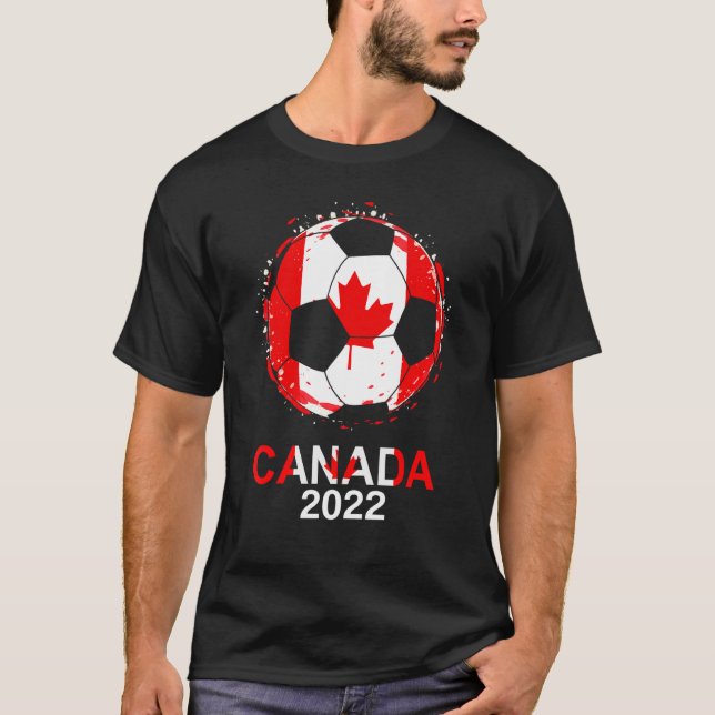 Canada Flagga 2022 Supporter Canadian Soccer Team  T Shirt (Framsida)