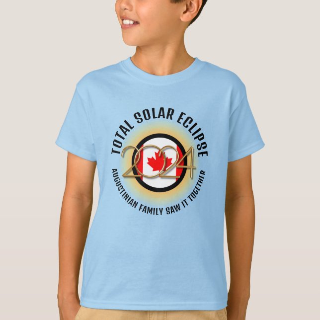 CANADA Flagga 2024 TOTAL SOLAR ECLIPSE Blue Kids T Shirt (Framsida)
