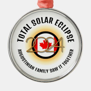 CANADA Flagga 2024 TOTAL SOLAR ECLIPSE Souvenir Julgransprydnad Metall