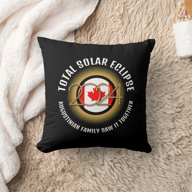 CANADA Flagga 2024 TOTAL SOLAR ECLIPSE Souvenir Kudde (Filt)