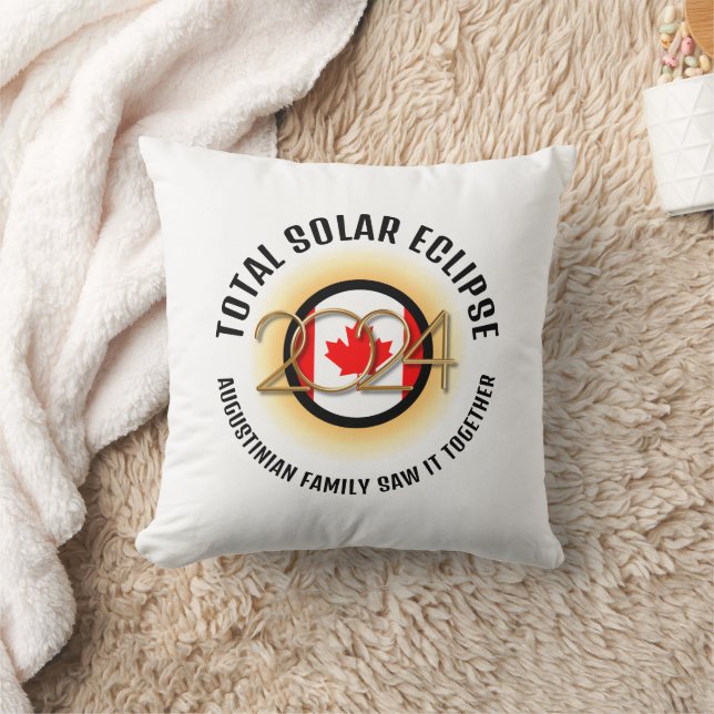 CANADA Flagga 2024 TOTAL SOLAR ECLIPSE Souvenir Kudde (Filt)