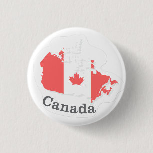 Canada Flagga Button - Canadian Maple Löv Flat Knapp