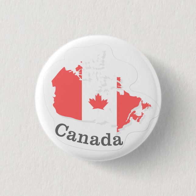 Canada Flagga Button - Canadian Maple Löv Flat Knapp (Framsida)