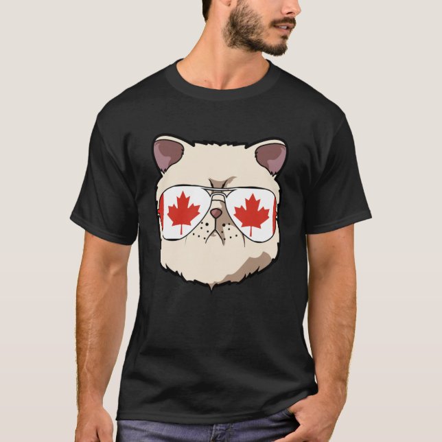 Canada Flagga Canadian Exotic Shorthaire Cat Sungl T Shirt (Framsida)