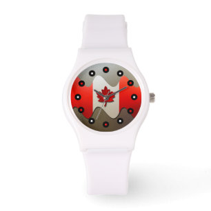 Canada Flagga-Chrome by Shirley Taylor Armbandsur