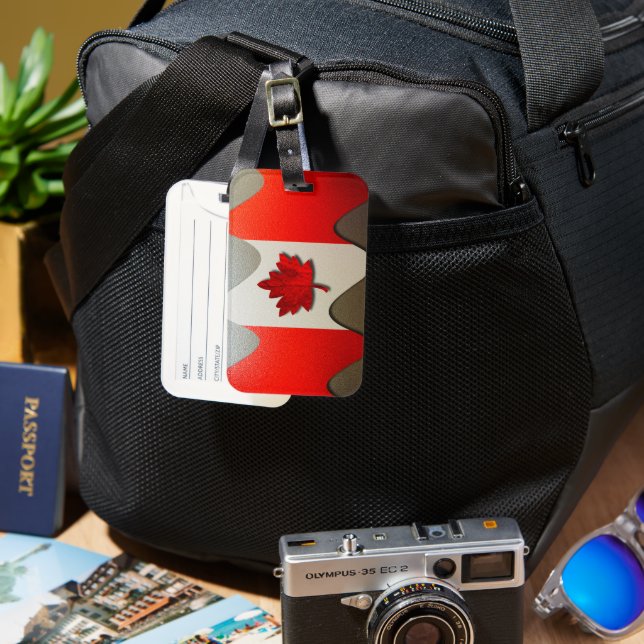 Canada Flagga-Chrome by Shirley Taylor Bagagebricka (Framsida & Baksida)