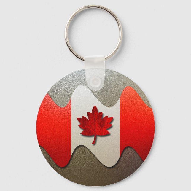 Canada Flagga-Chrome by Shirley Taylor Nyckelring (Framsida)