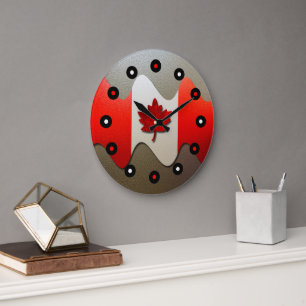 Canada Flagga-Chrome by Shirley Taylor Stor Klocka