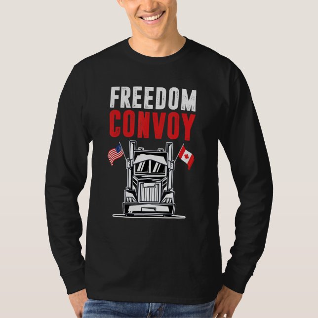 Canada Flagga Freedom Convoy 2022 Canadian Trucker T Shirt (Framsida)