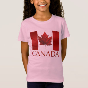 Canada Flagga Girl's T-shirt Barn Canada Souvenirs