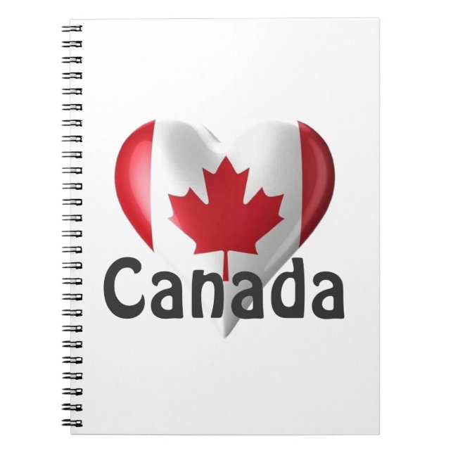 Canada Flagga Heart Anteckningsbok Med Spiral (Framsidan)
