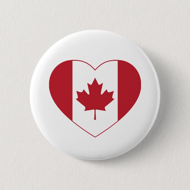 Canada Flagga Heart Button Knapp (Framsida)