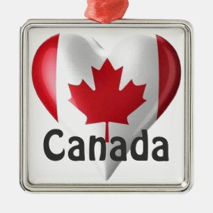 Canada Flagga Heart Julgransprydnad Metall