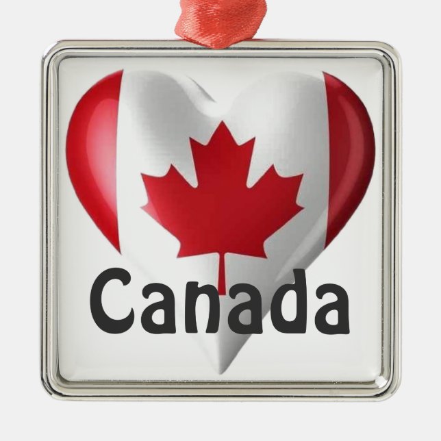 Canada Flagga Heart Julgransprydnad Metall (Framsidan)