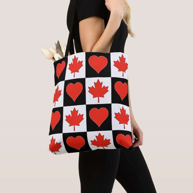 Canada Flagga Heart Mönster Patriotic Canadian Pri Tygkasse (Närbild)