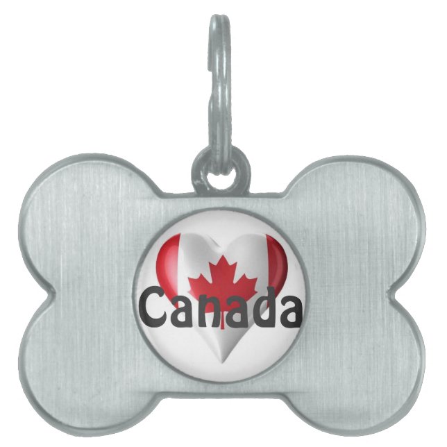 Canada Flagga Heart Namnbricka Husdjur (Framsidan)
