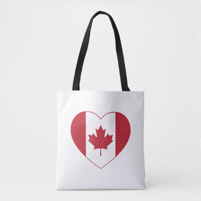 Canada Flagga Heart Tote Bag Tygkasse (Framsida)
