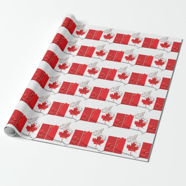 CANADA FLAGGA | Kanadensiska Karta | Maple Löv Presentpapper (Utrullad)