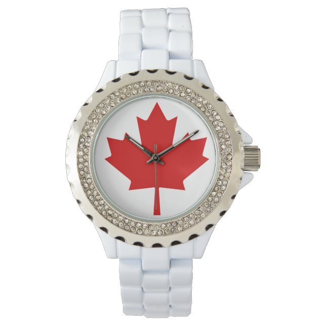 Canada Flagga Lighthouse Route Women's rhinestones Armbandsur (Framsida)