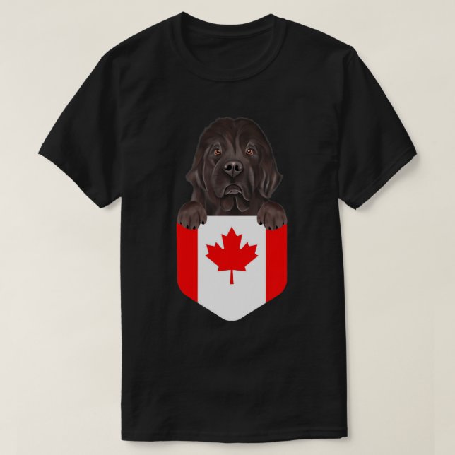 Canada Flagga Newfoundland Hund In Pocket T-Shirt (Design framsida)