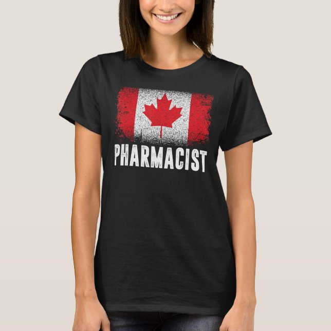 Canada Flagga Proud Canadian Pharmacist 1:a juli P T Shirt (Framsida)